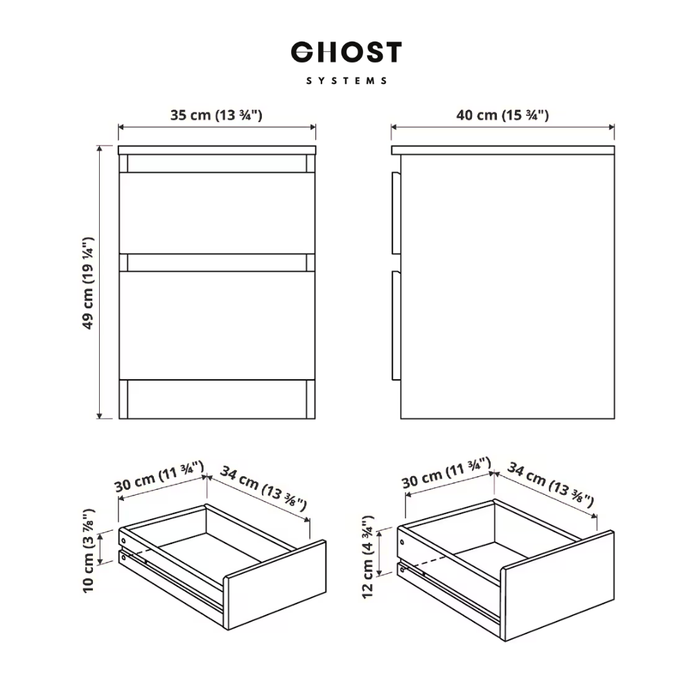 SHADOW™ - Chest of 2 Drawers